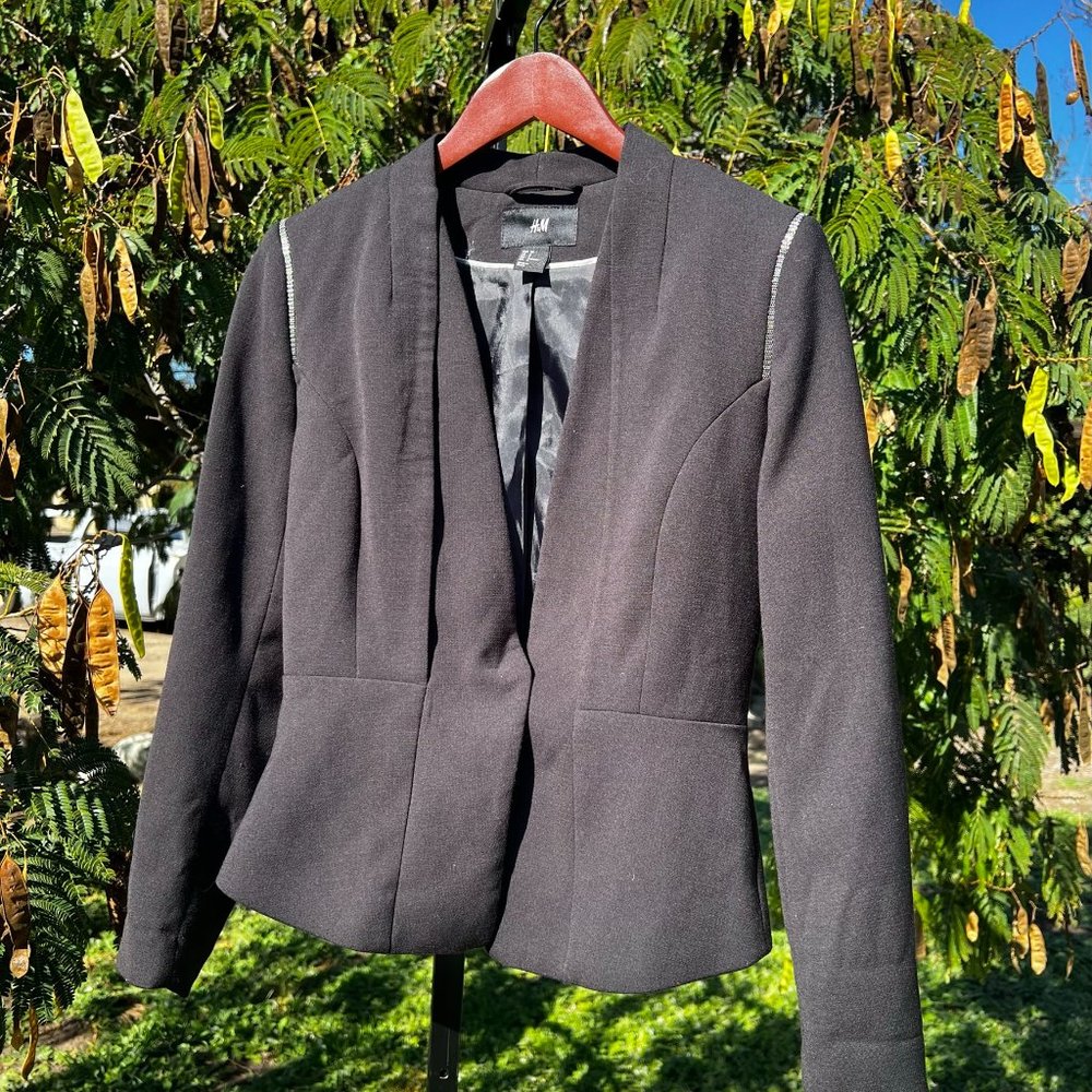 HM Black Blazer with Silver Detail Size 6